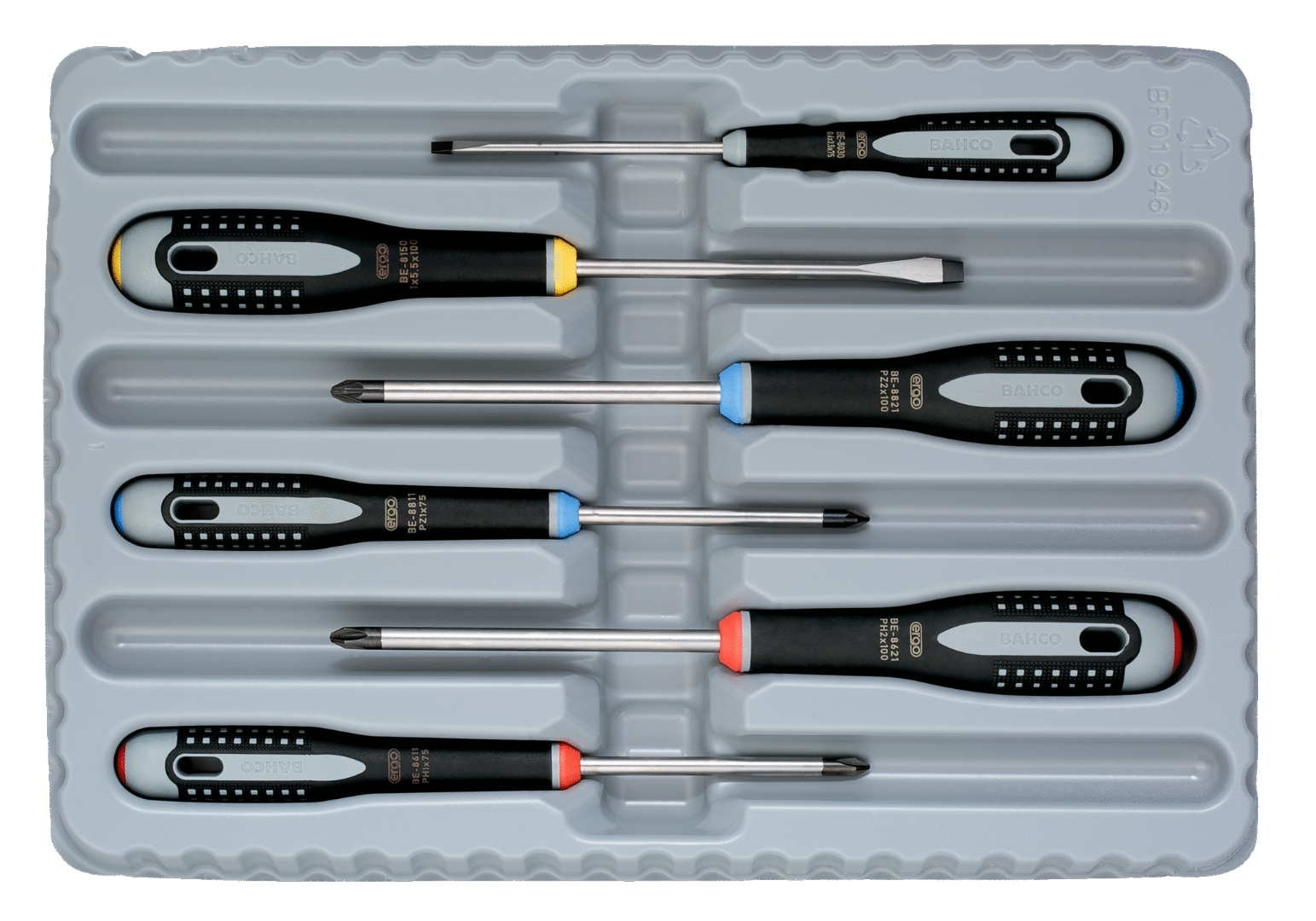 Набор отверток ERGO™, 6 штук. Под винты со шлицем, BE-9886